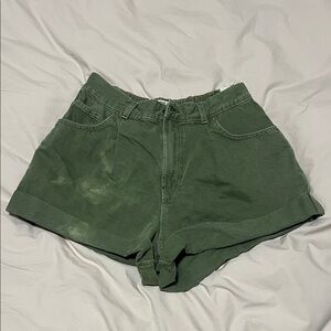 We The Free Olive Green High-Waist Cotton Shorts